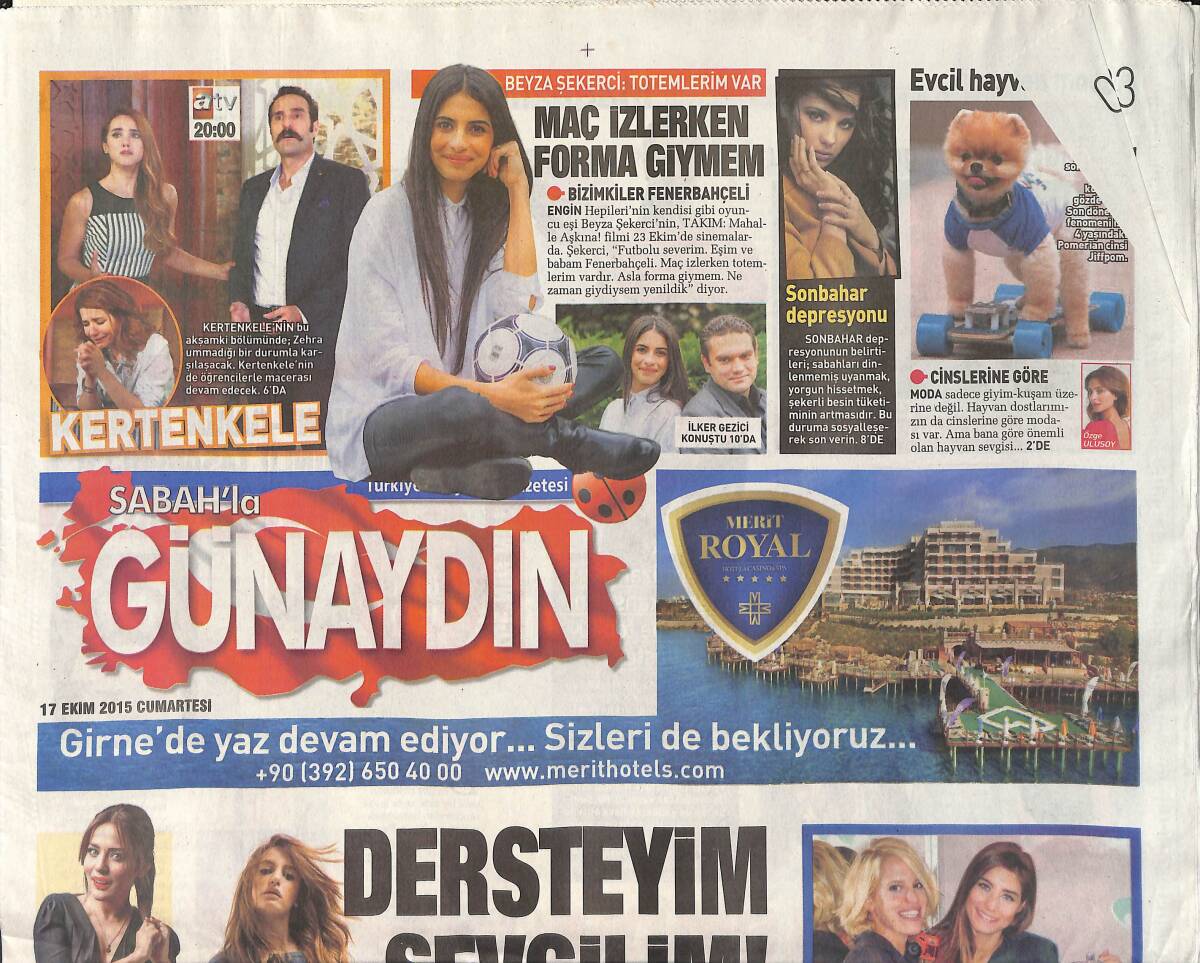 Sabah Gazetesi Günaydın Eki 17 Ekim 2015 - Serenay Sarıkaya, Kerem Bursin'le Oynayacağı Günaydın Sevgilim Adlı Film İçin Dans Dersi Almaya Başladı GZ154744 - 1