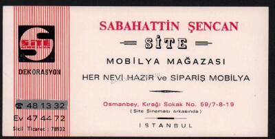 Sabahattin Şencan Eski Mobilya Mağazası Kartvizit EFM456 - 1