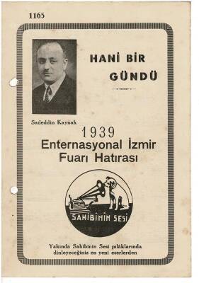 Sadeddin Kaynak -1939 Enternasyonal İzmir Fuar Hatırası Nota Kitapçığı EFM1961 - 4