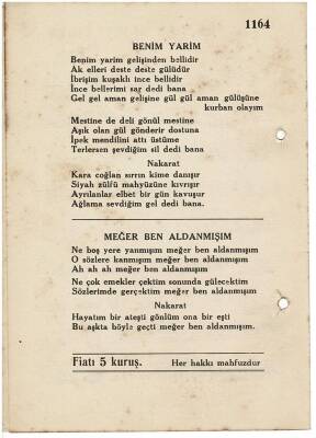 Sadeddin Kaynak - Meğer Ben Aldanmışım Nota Kitapçığı EFM1975 - 2