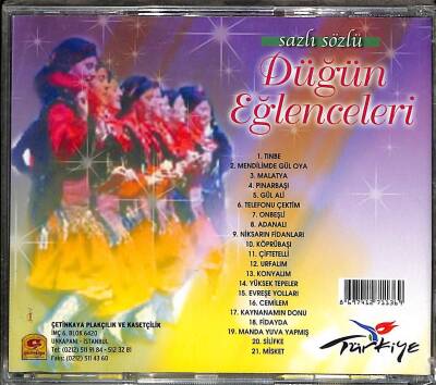 Sazlı Sözlü Düğün Eğlenceleri (Sıfır Ürün) CD Müzik CD2052 - 2