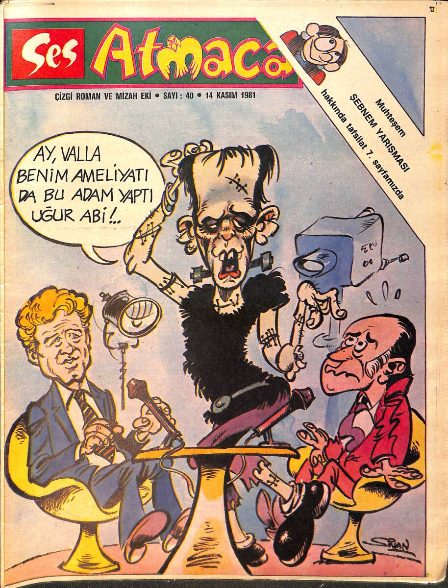 Ses Dergisi Atmaca Çizgi Roman Ve Mizah Eki Sayı 40 - 14 Kasım 1981 NDR89875 - 1