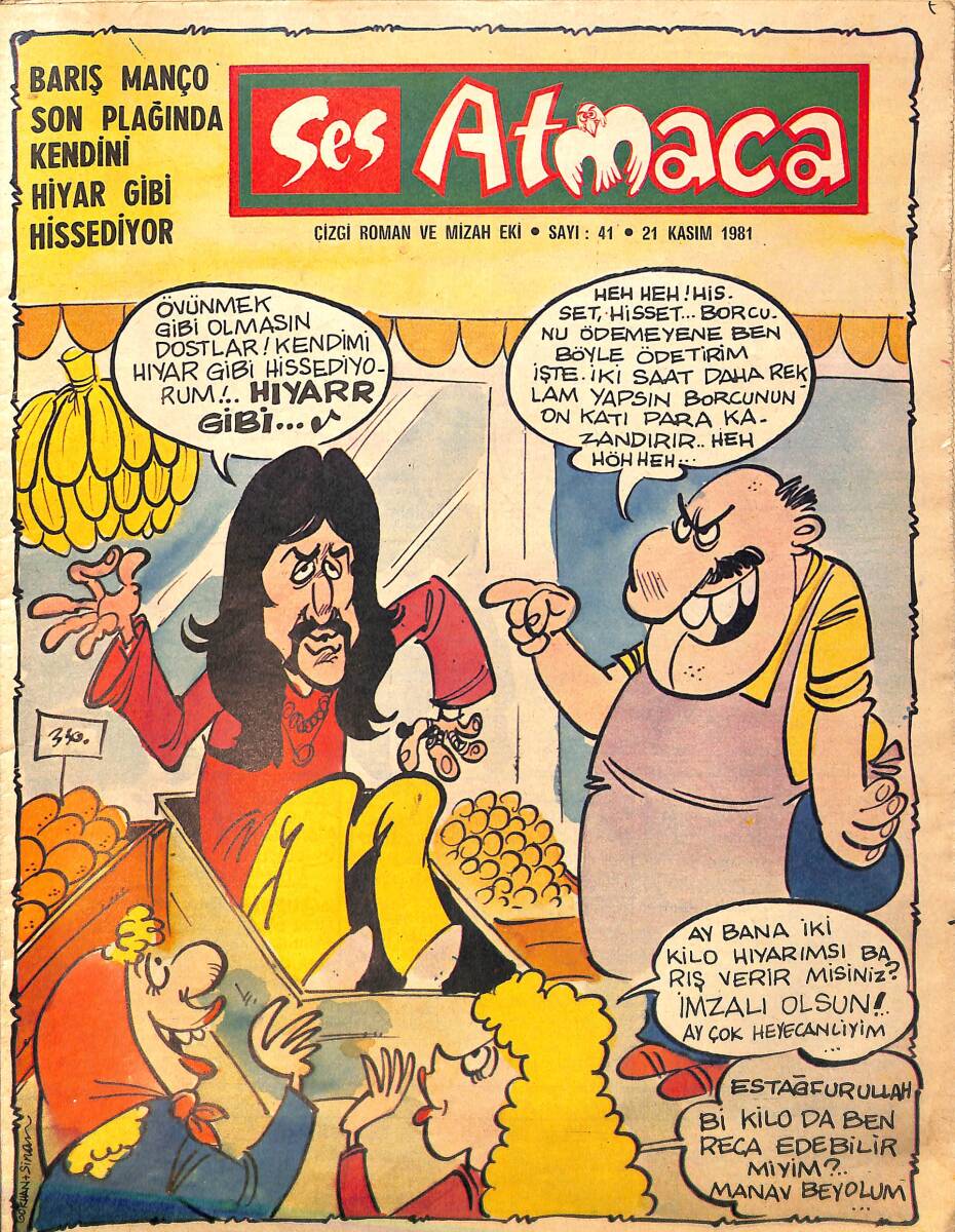 Ses Dergisi Atmaca Çizgi Roman Ve Mizah Eki Sayı 41 - 21 Kasım 1981 NDR89874 - 1