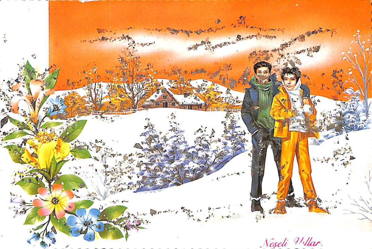 Simli Kış Temalı Kartpostal KRT20993 - 1