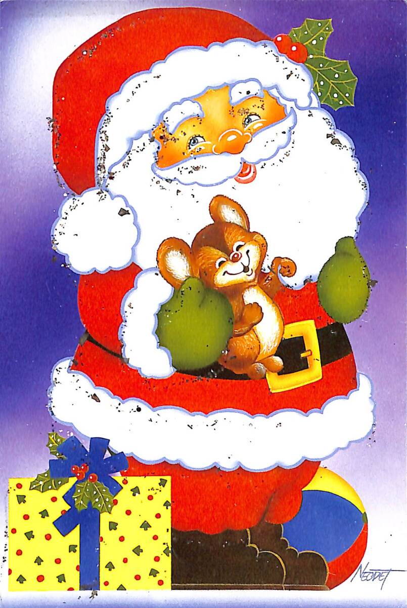 Simli Noel Baba Temalı Kartpostal KRT21004 - 1