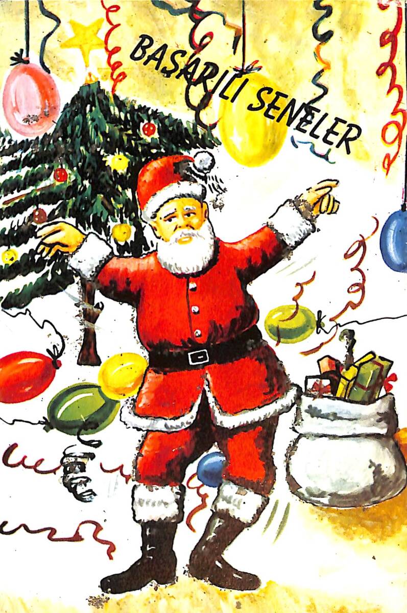 Simli Noel Baba Temalı Kartpostal KRT21005 - 1