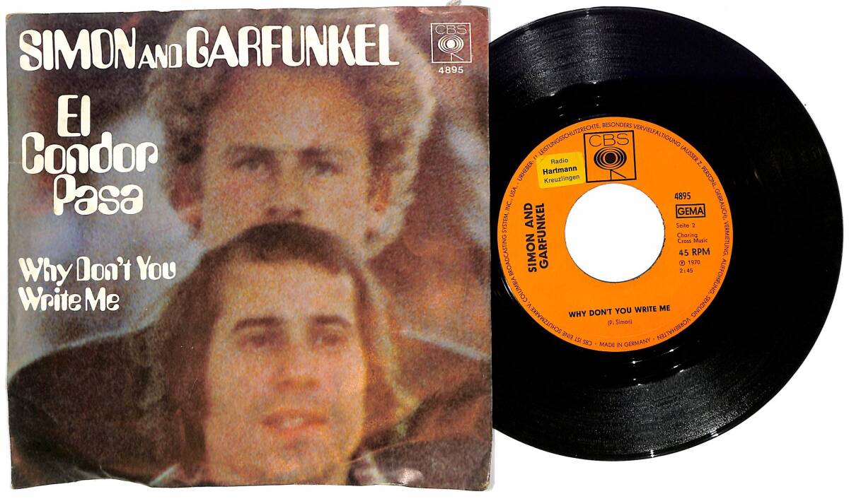 Simon And Garfunkel - El Condor Pasa / Why Don't You Write Me 1970 Almanya Basım PLAK (10/6.5) PLK24854 - 2