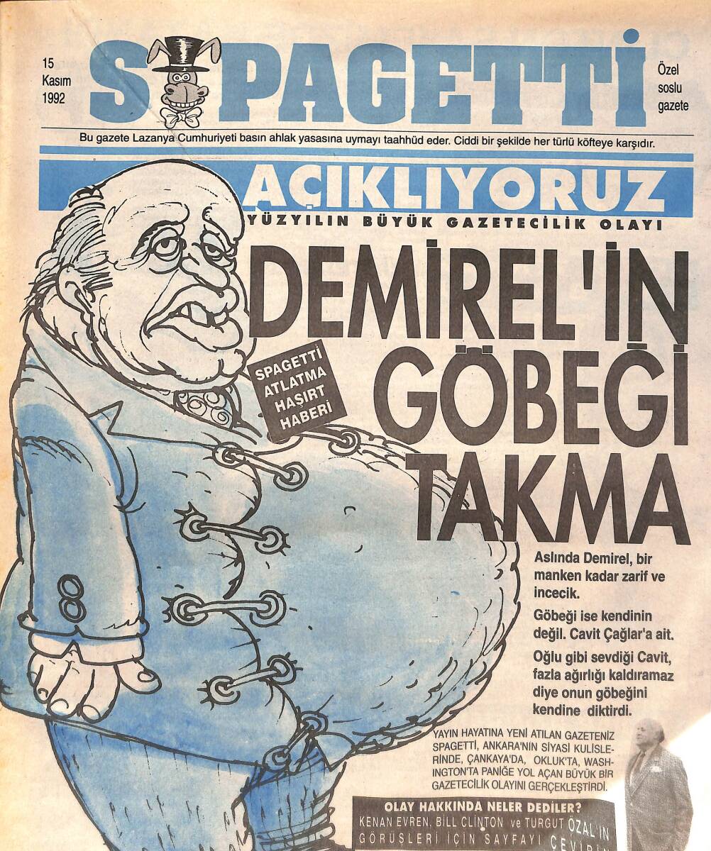 Sıpagetti Özel Soslu Gazete 15 Kasım 1992 NDR88097 - 1