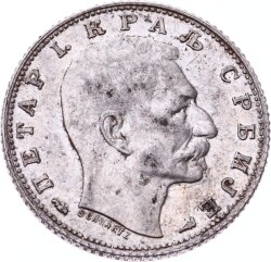 Sırbistan 1 Dinar 1915 Gümüş ÇÇT *Petar I* YMP10712 - 2