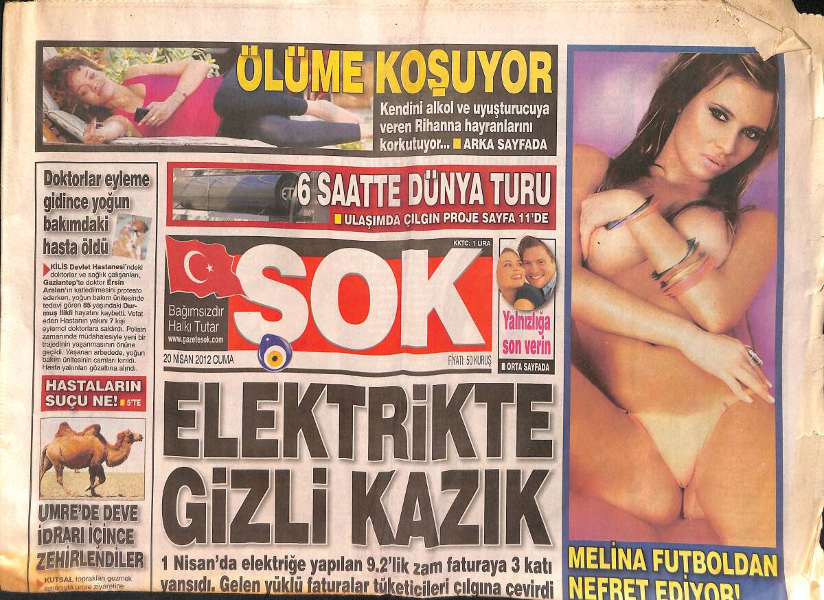 Şok Gazetesi 20 Nisan 2012 - Rihanna Hayranlarını Korkutuyor - Erol Köse Şimdi De Bülent Ersoy'u Diline Doladı GZ154845 - 1