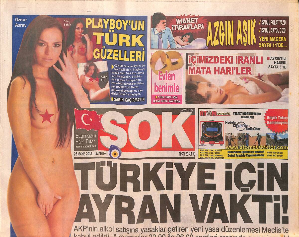 Şok Gazetesi 25 Mayıs 2013 - Playboy'un Türk Güzelleri - Meryem Uzerli'yi Sevgilisi Cem Ateş'in Terk Etmesi Psikolojisini Bozdu GZ154840 - 1