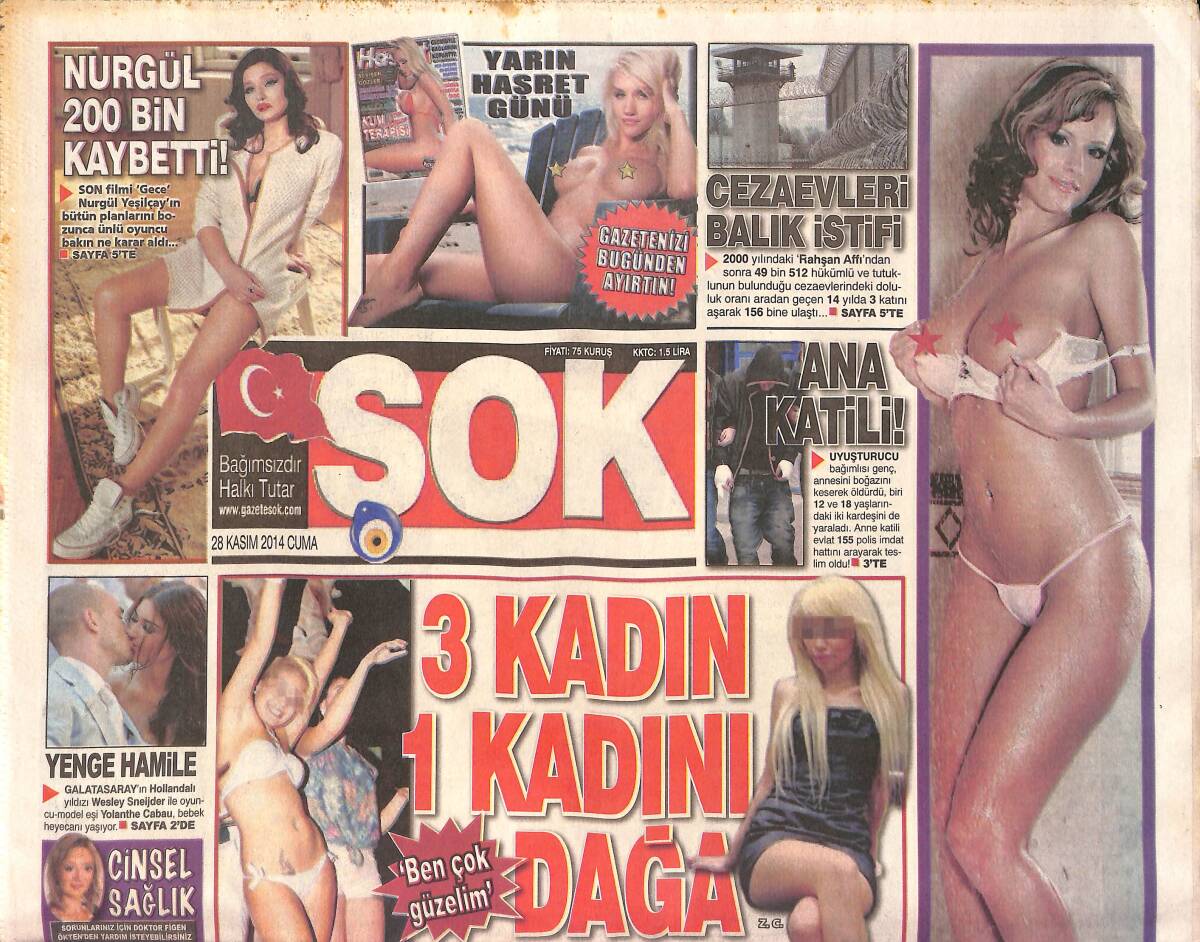 Şok Gazetesi 28 Kasım 2014 - Nurgül Yeşilçay 200 Bin Kaybetti - Nereye Böyle Kıvanç GZ154831 - 1