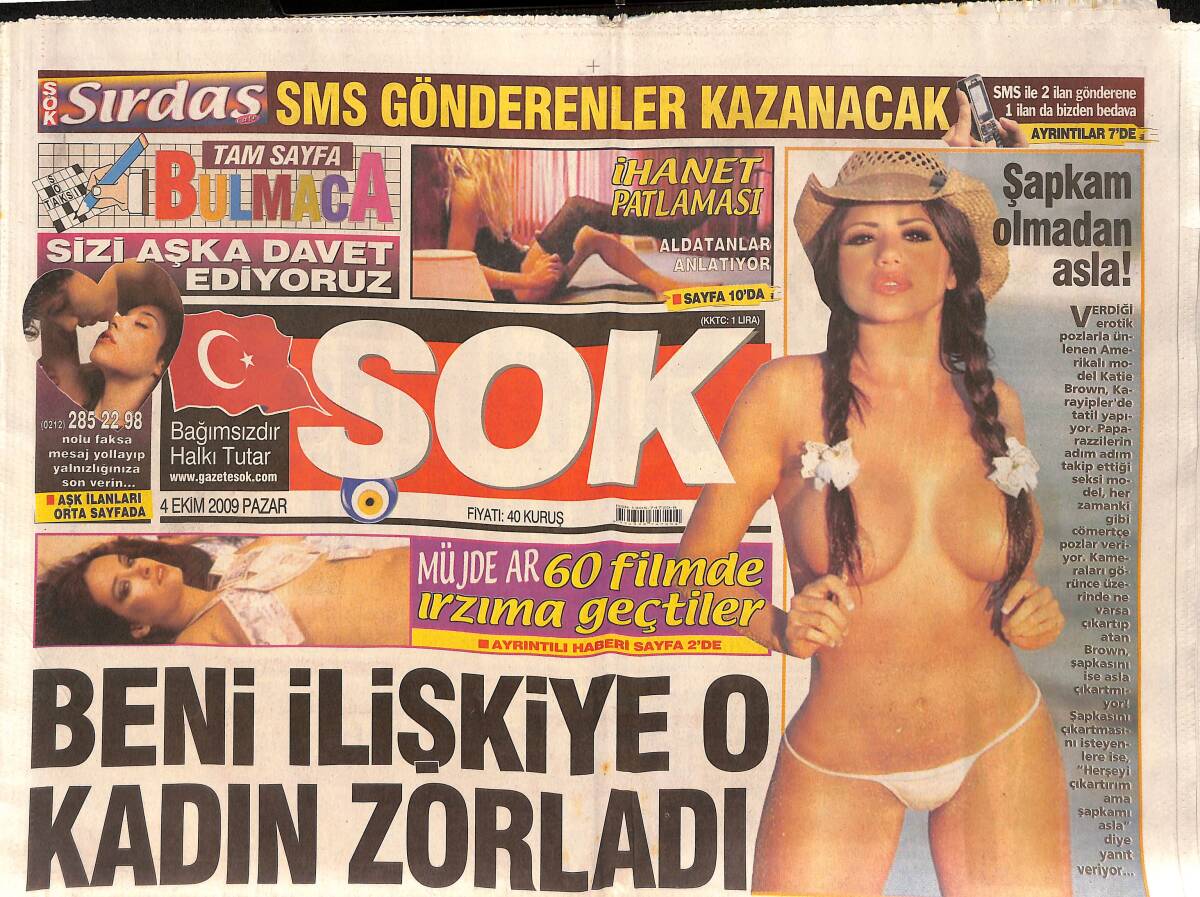 Şok Gazetesi 4 Ekim 2009 - Müjde Ar Bakana Mesaj Gönderdi - Oryantel Tanyeli: Yatakta Kötüyüm GZ154847 - 1