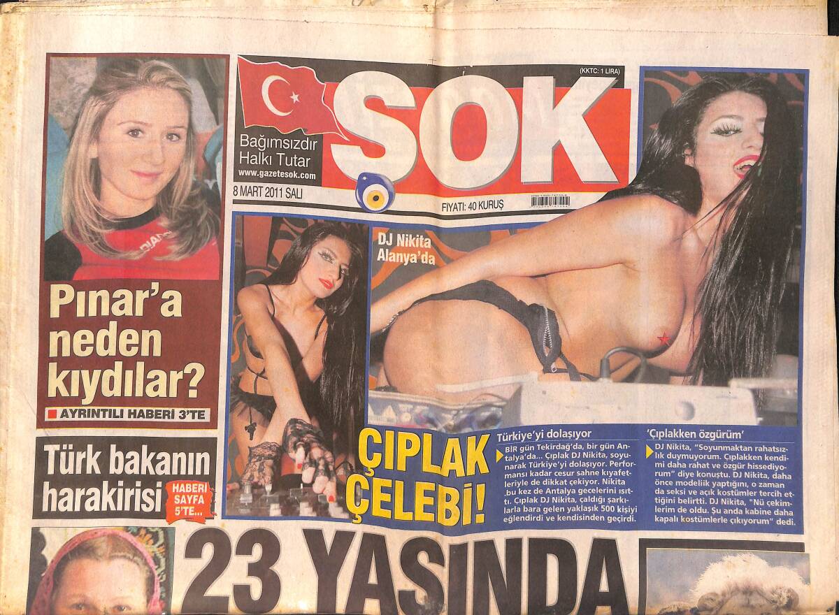 Şok Gazetesi 8 Mart 2011 - DJ Nikita Alanya'da - Monica Belucci Kemal'in Kollarında - Beren'in Burnu Kalktı GZ154834 - 1