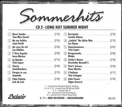 Sommerhits 2 * ( İkinci El ) CD Müzik CD1559 - 2