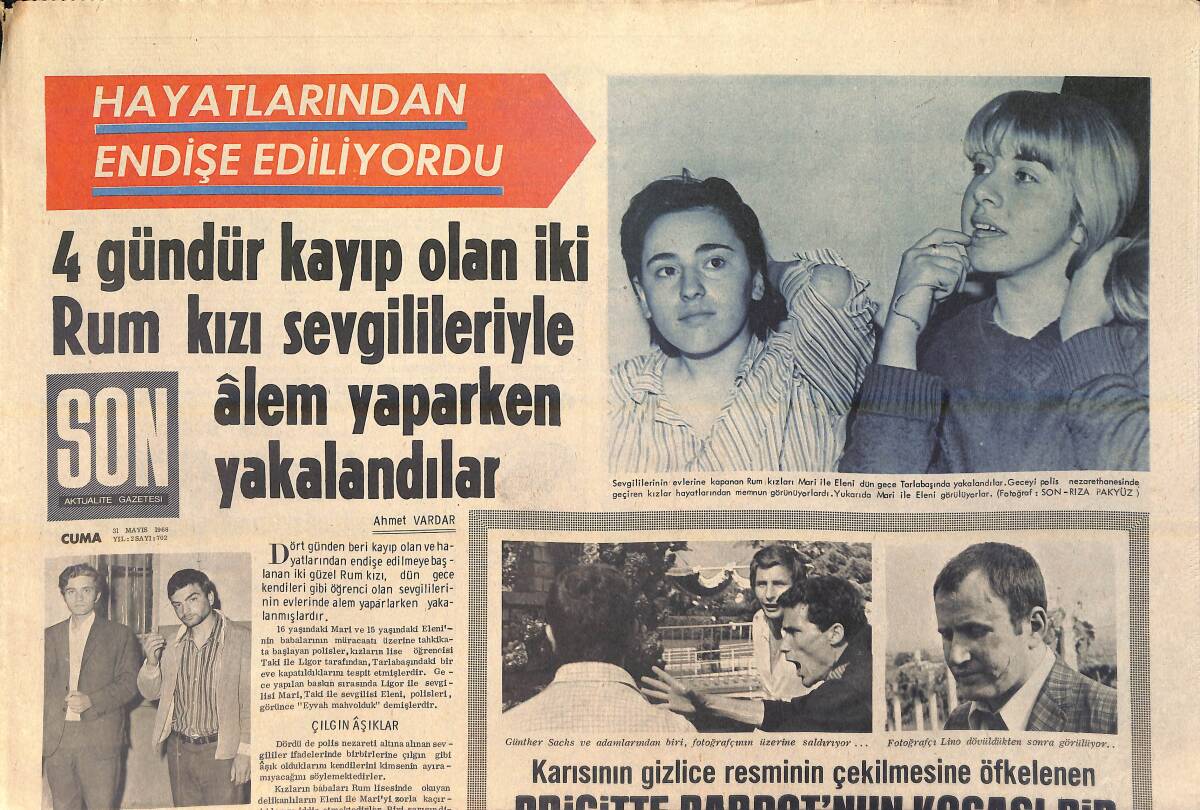 Son Aktüalite Gazetesi 31 Mayıs 1968 - Türkan Şoray: Zirveye Ulaştıkça Rüçhan'ın Baskısı Artıyordu - Brigitte Bardot'un Kocası Bir Fotoğrafçıyı Dövdü GZ156539 - 1