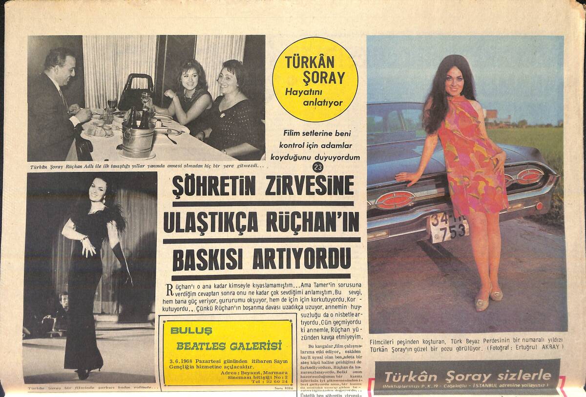 Son Aktüalite Gazetesi 31 Mayıs 1968 - Türkan Şoray: Zirveye Ulaştıkça Rüçhan'ın Baskısı Artıyordu - Brigitte Bardot'un Kocası Bir Fotoğrafçıyı Dövdü GZ156539 - 3