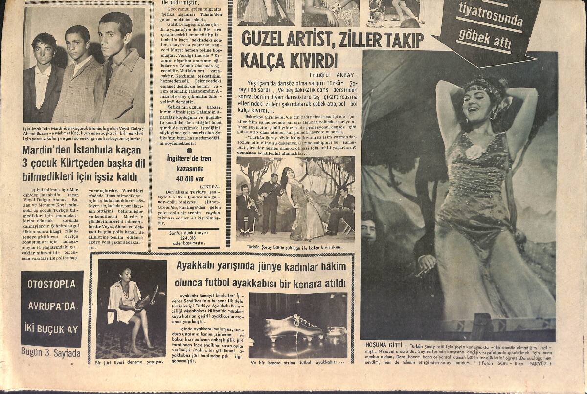 Son Aktüalite Gazetesi 7 Kasım 1967 - Türkan Şoray Da Dansöz Olup Çadır Tiyatrosunda Göbek Attı - İstanbul Emniyetinin Dişi Bondları GZ156538 - 2