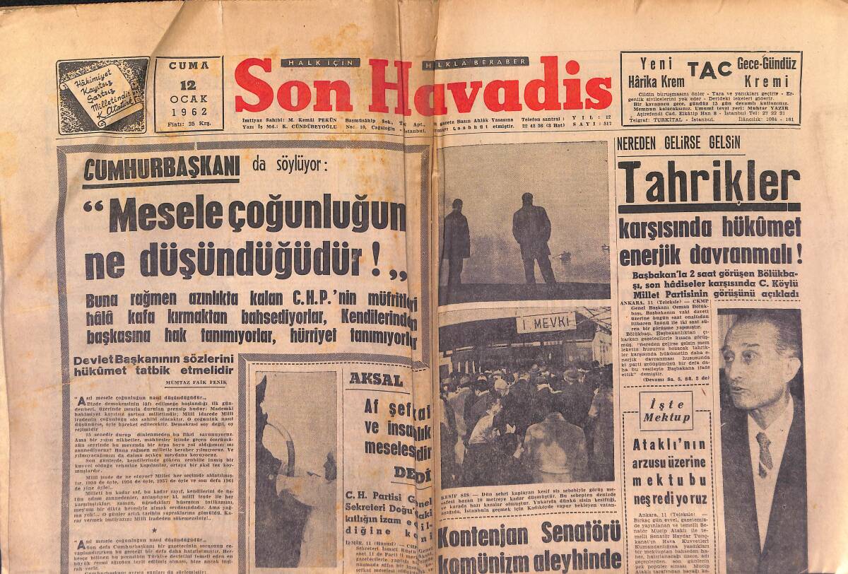 Son Havadis Gazetesi Ocak Menderes Ailesine Yard M In Bir Cemiyet Kurulacak