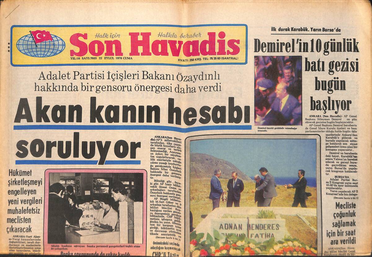 Son Havadis Gazetesi 22 Eylül 1978 - Prens Charles Bir Çekoslovak Kontese Vuruldu - Selçuk Ural'da İşi Ticarete Döktü GZ153788 - 1