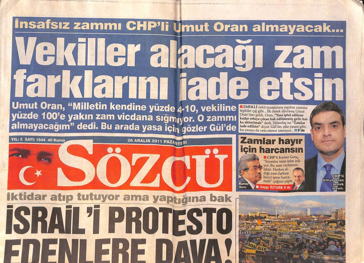 Sözcü Gazetesi 26 Aralık 2011 - Aydın Menderes'le İlgili Şok İddia - Galatasaray'da Kan Uyumu Çok Erken Sağlandı GZ154992 - 1