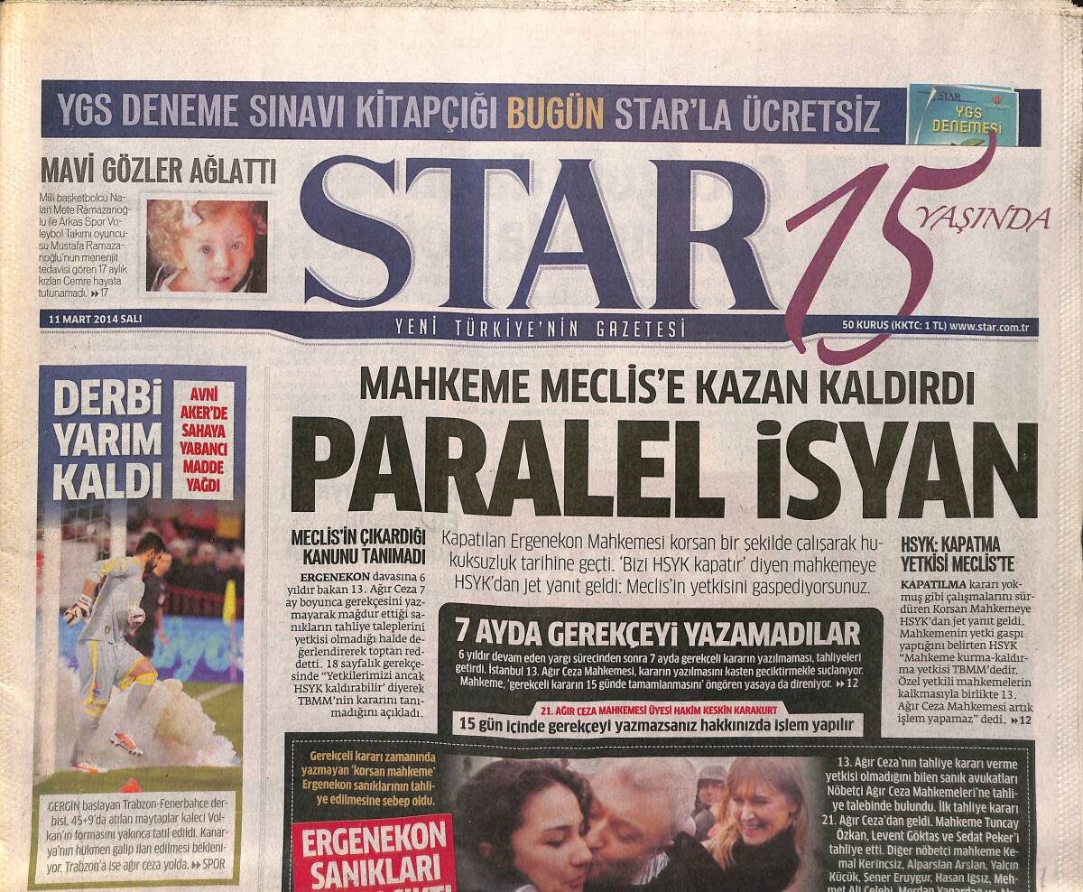 Star Gazetesi 11 Mart 2014 - Gül'den Berkin'in Babasına Telefon - 50 Bin Yahudi New York'ta İsrail'i Protesto Etti GZ153960 - 1