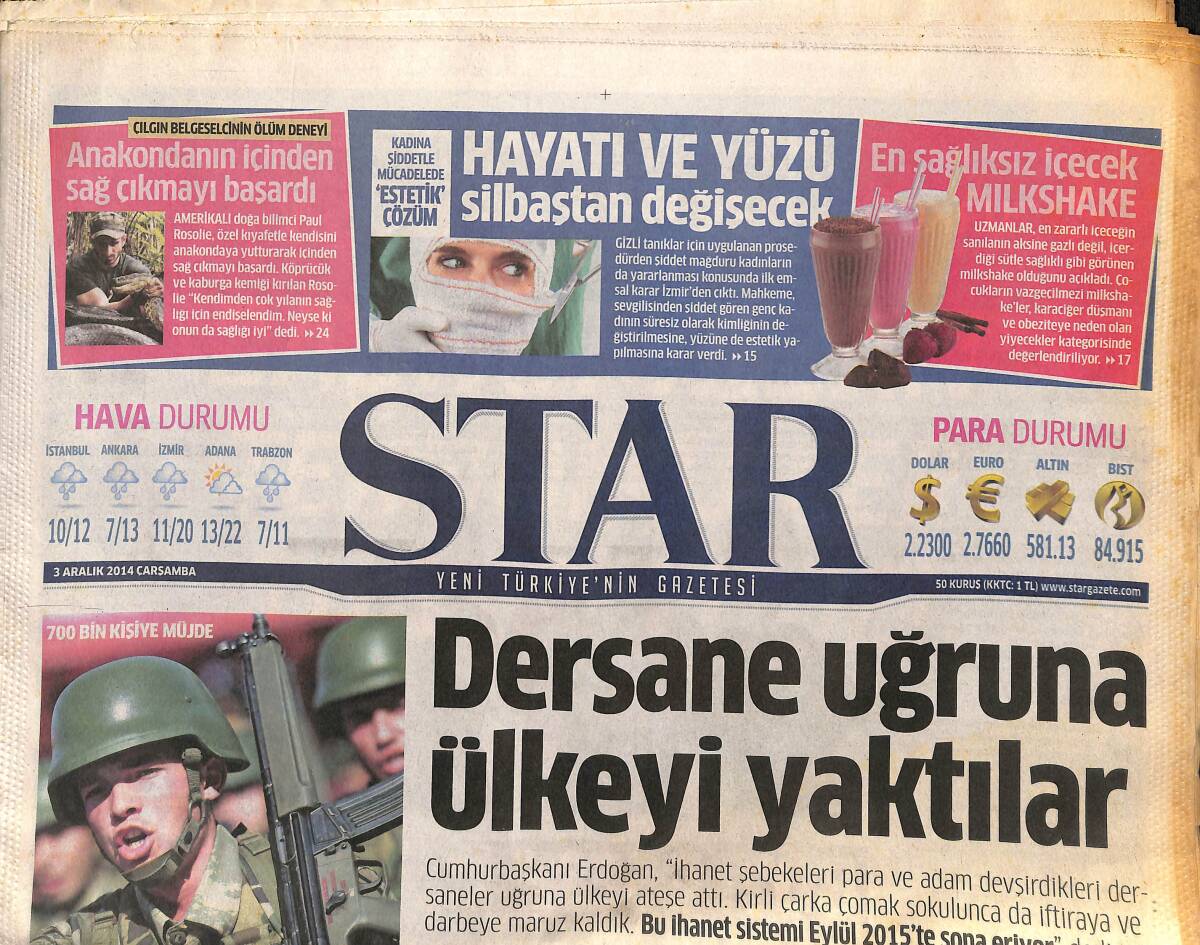 Star Gazetesi 3 Aralık 2014 - Irak'ta Işid'e Karşı 50 Bin Kişilik Aşiret Mensubu Ordu - Bağdadi'nin Ailesine Gözaltı GZ153963 - 1