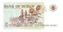 Sudan 5 Dinar SPECIMEN 1993 Çil YKP2690 - 2