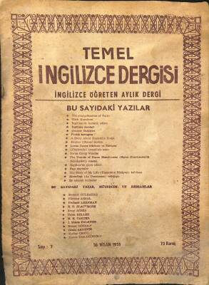 Temel İngilizce Dergisi İngilizce Öğreten Aylık Dergi Sayı 7 30 Nisan 1958 NDR84316 - 1