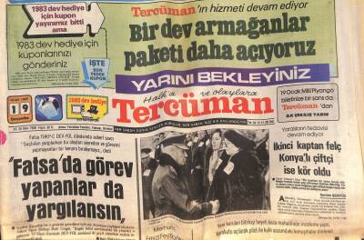 Tercüman Gazetesi 19 Ocak 1983 - Kaçak Katil Yılmaz Güney ve Hakim Safa Mutlunun Kardeşi, Feyzi Feyzioğlu, Örümcek Adam Çizgi Roman Stan Lee GZ124125 - 1