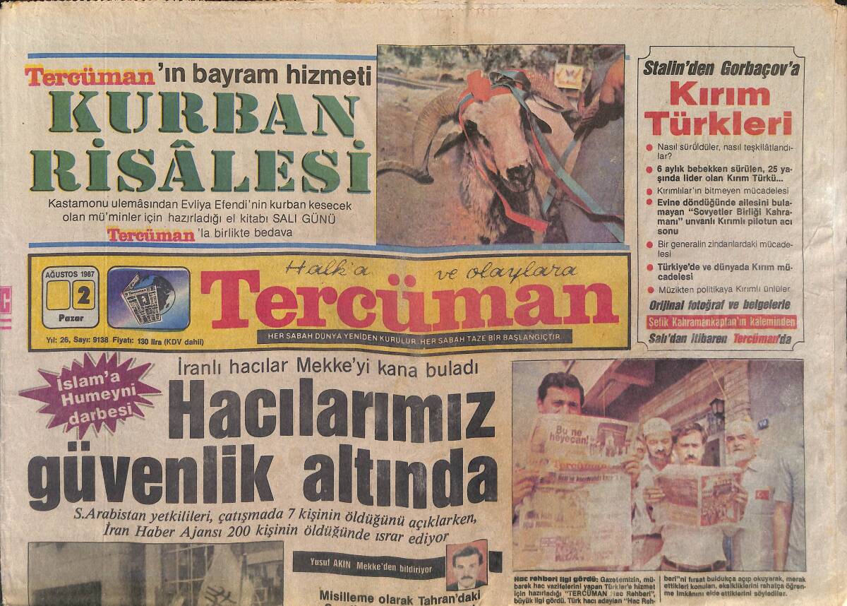 Tercüman Gazetesi 2 Ağustos 1987 - Demirel'e Göre Özal Gevezenin Teki - Şenol Güneş'i Uğurladık - Beşiktaş Trabzon'u 4-1 Yendi GZ153470 - 1