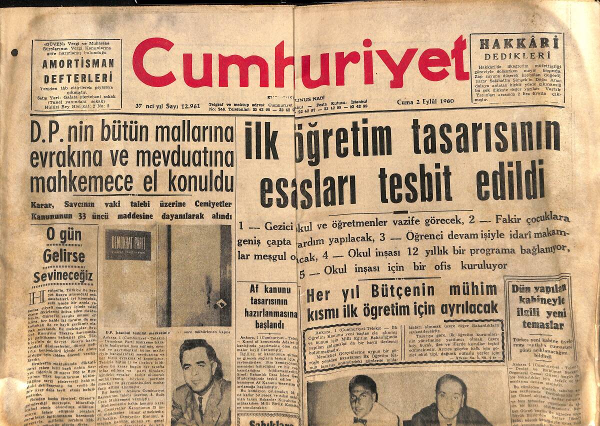 Tercüman Gazetesi 2 Eylül 1960 - Üniversiteler Kanununun Değiştirilmesi İsteniyor - İzmir Tehlike Atlattı GZ155824 - 1