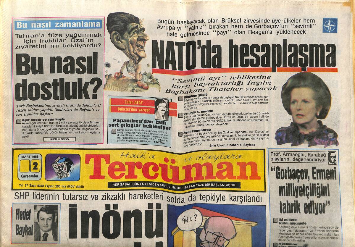 Tercüman Gazetesi 2 Mart 1988 - İnönü Yıprandı - NATO'da Hesaplaşma - Mamak ANAP Grubunda GZ150217 - 1