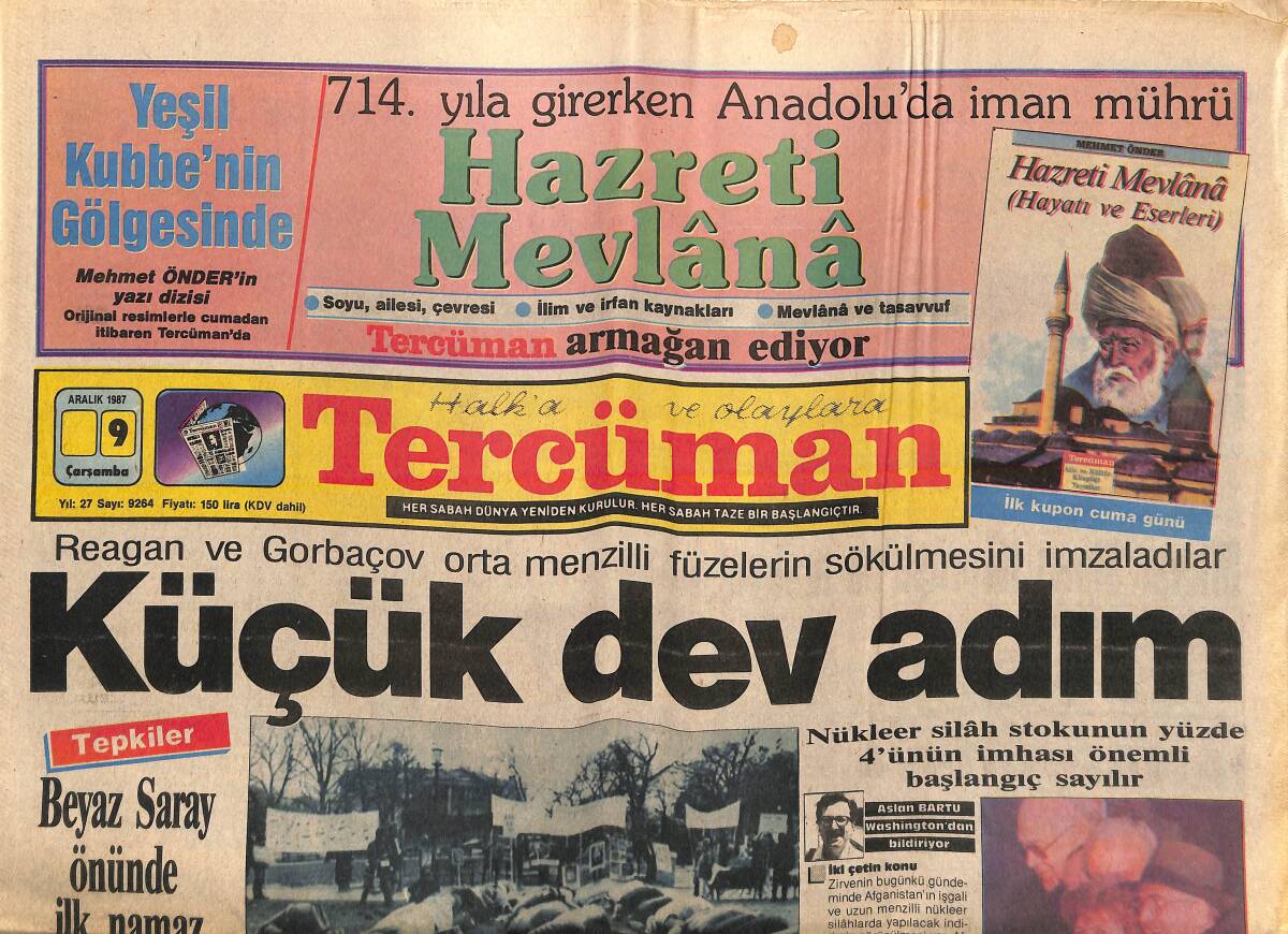 Tercüman Gazetesi 9 Aralık 1987 - Beyaz Saray Önünde İlk Namaz - Ajda Pekkan Son Kasetiyle Ekranda GZ155823 - 1