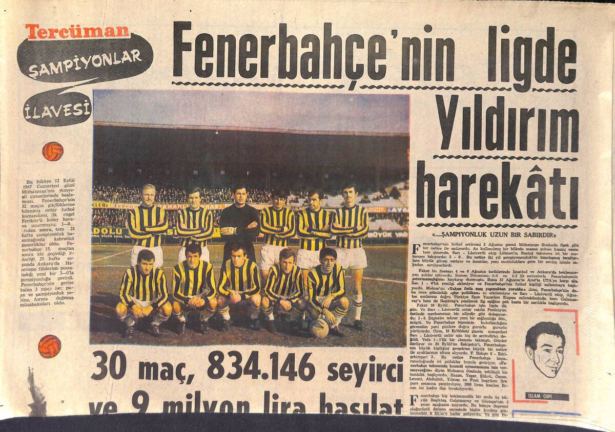 Tercüman Şampiyonlar İlavesi - Fenerbahçe'nin Ligde Yıldırım Harekatı - İstanbulspor 1. Ligle Yeniden Kucaklaştı GZ156548 - 1