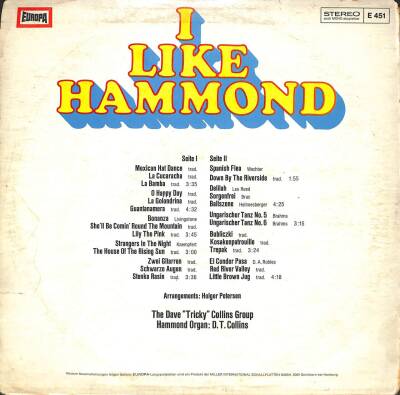 The Dave Tricky Collins Group – I Like Hammond 1970 LP (108) PLK17554 - 2