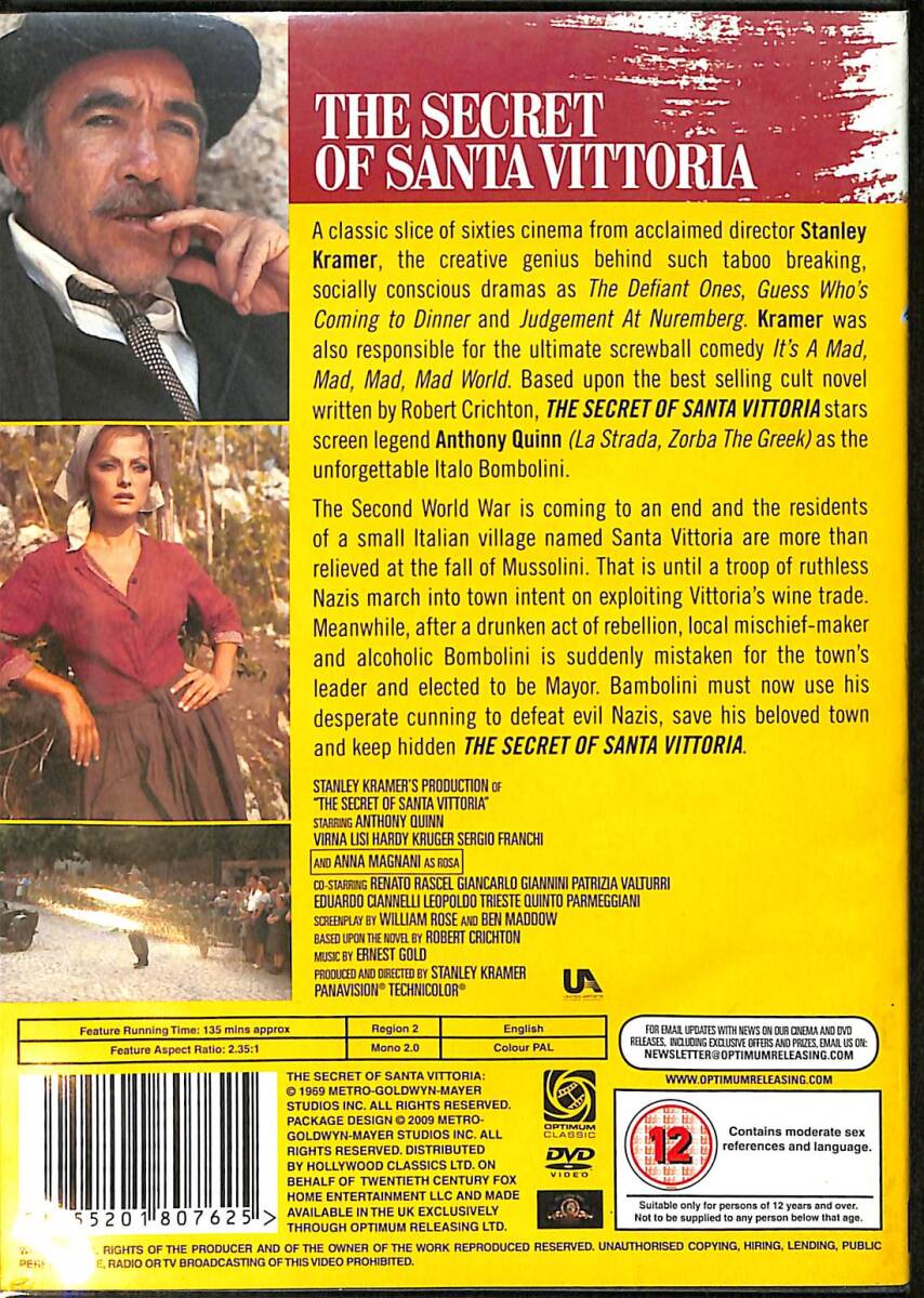 The Secret Of Santa Vittoria DVD Film (İkinci El) DVD2497 - 2