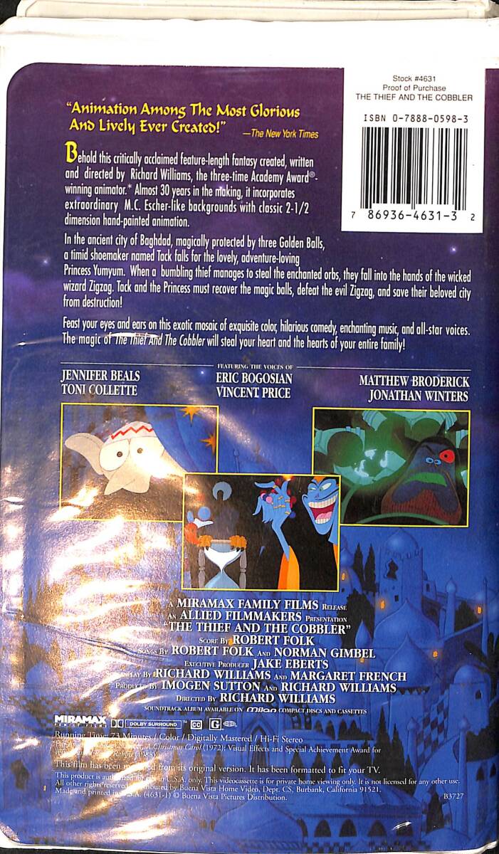 The Thief And The Cobbler VHS Film (İkinci El) VHS2 - 2