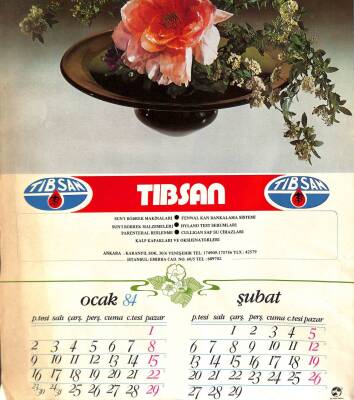 TIBSAN 1984 Yılı Büyük Boy Duvar Takvimi (Bütün Aylar Mevcuttur) NDR67160 - 1