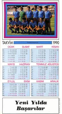 Trabzon Oyuncu Kadrosu 1990 Takvimi Büyük Boy Kartpostal KRT5454 - 1