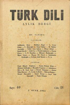 Türk Dili Aylık Dergi Sayı 40 Cilt IV - 1 Ocak 1955 DRG165 - 1