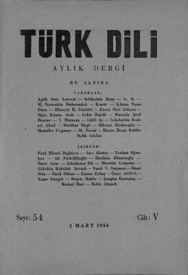 Türk Dili Aylık Dergi Sayı 54 Cilt IV - 1 MART 1956 DRG76106 - 1