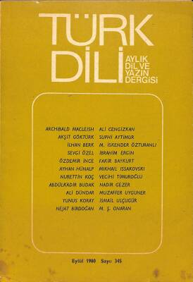 Türk Dili Aylık Dil ve Yazın Dergisi Sayı 345 Eylül 1980 NDR82746 - 1