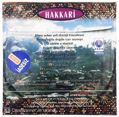 Türkülerle Türkiye Hakkari CD Müzik CD818 - 8