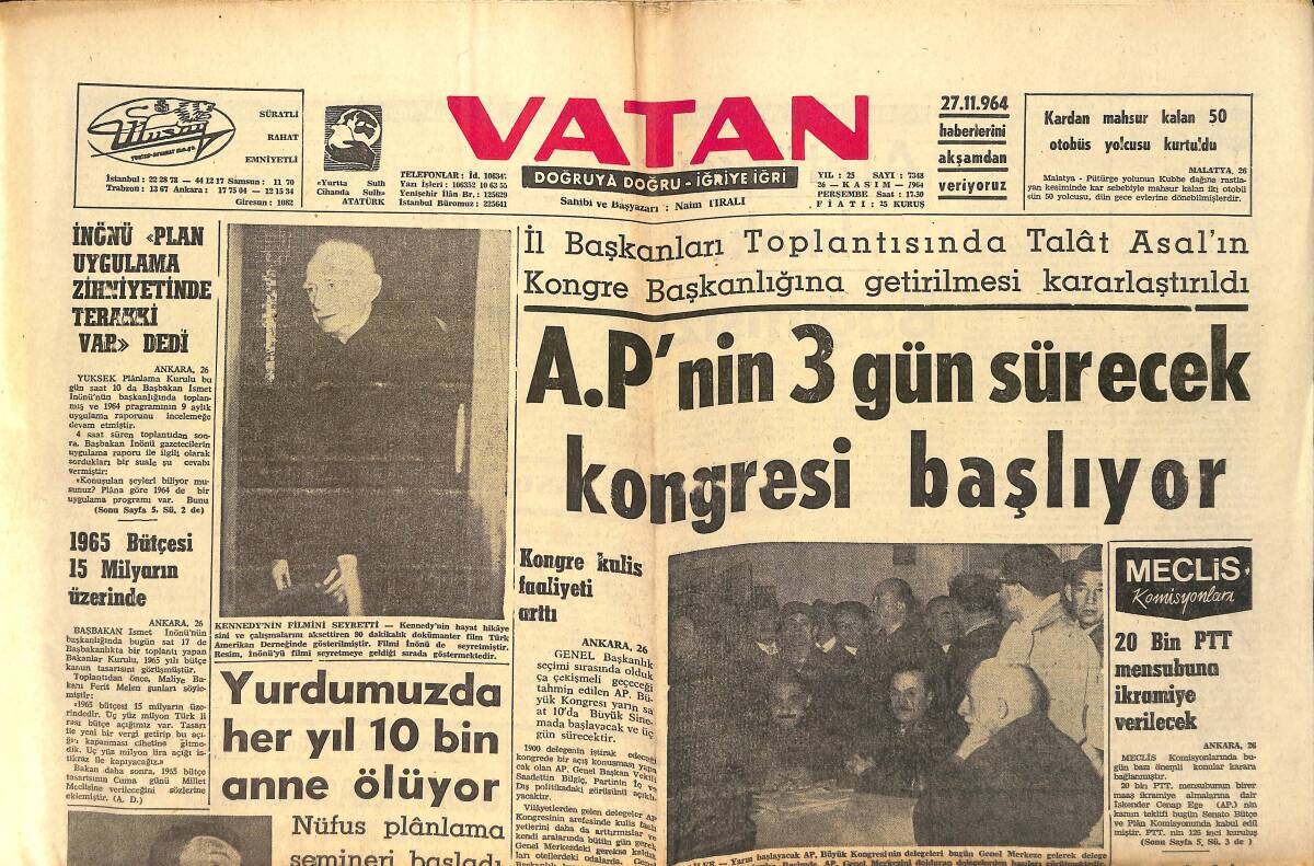 Vatan Gazetesi 27 Kasım 1964 - Burton Karısını Kötülüyor: Liz Taylor Dünyanın En Güzel Kadını Değil GZ153485 - 1