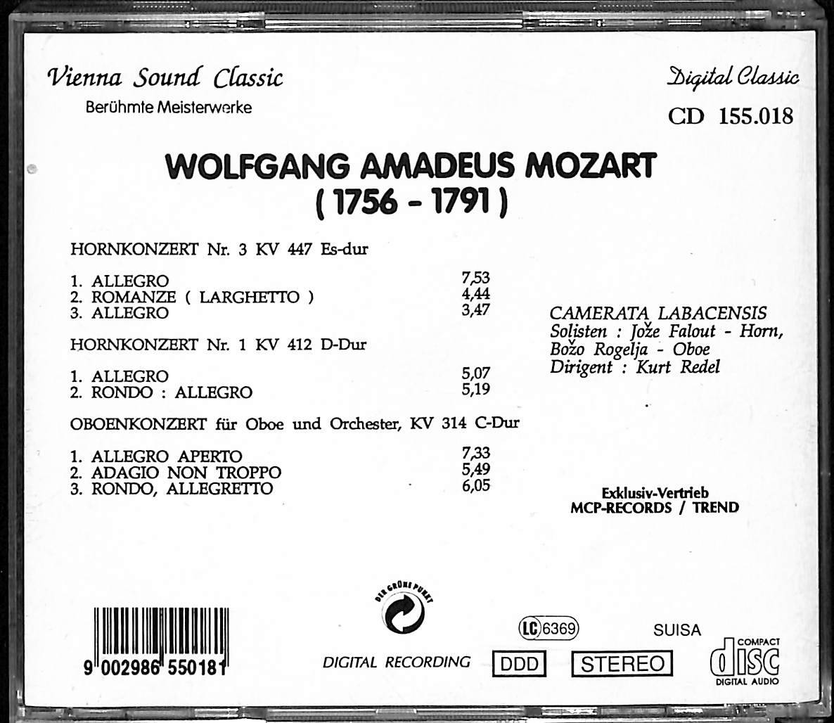 Vıenna Sound Classıc Berühmte Meisterwerke Mozart CD (İkinci El) CD3666 - 2