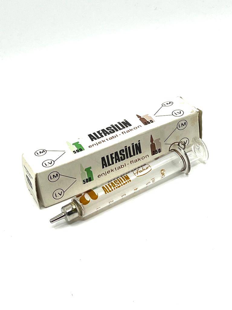 Vintage Alfasilin Kullanılmamış Cam Enjektör MDL229 - 1