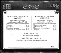 W. A. Mozart - B. H. Crusell - Karl Leister - Pražák - Quartett CD (İkinci El) CD3661 - 2