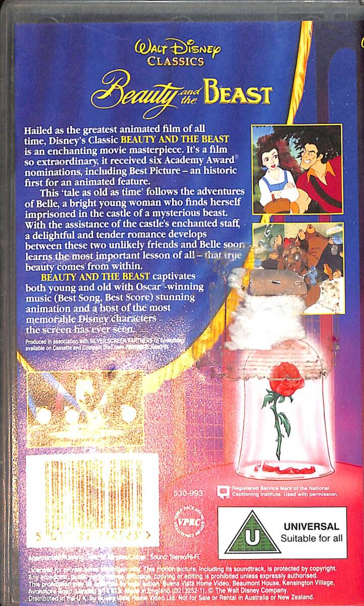 Walt Disney - Beauty And The Beast VHS Film (İkinci El) VHS7 - 2