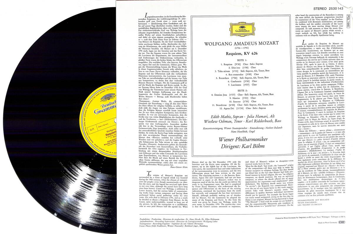 Wolfgang Amadeus Mozart - Requiem (Almanya Baskı) LP PLAK (10/8.5) PLK25991 - 2